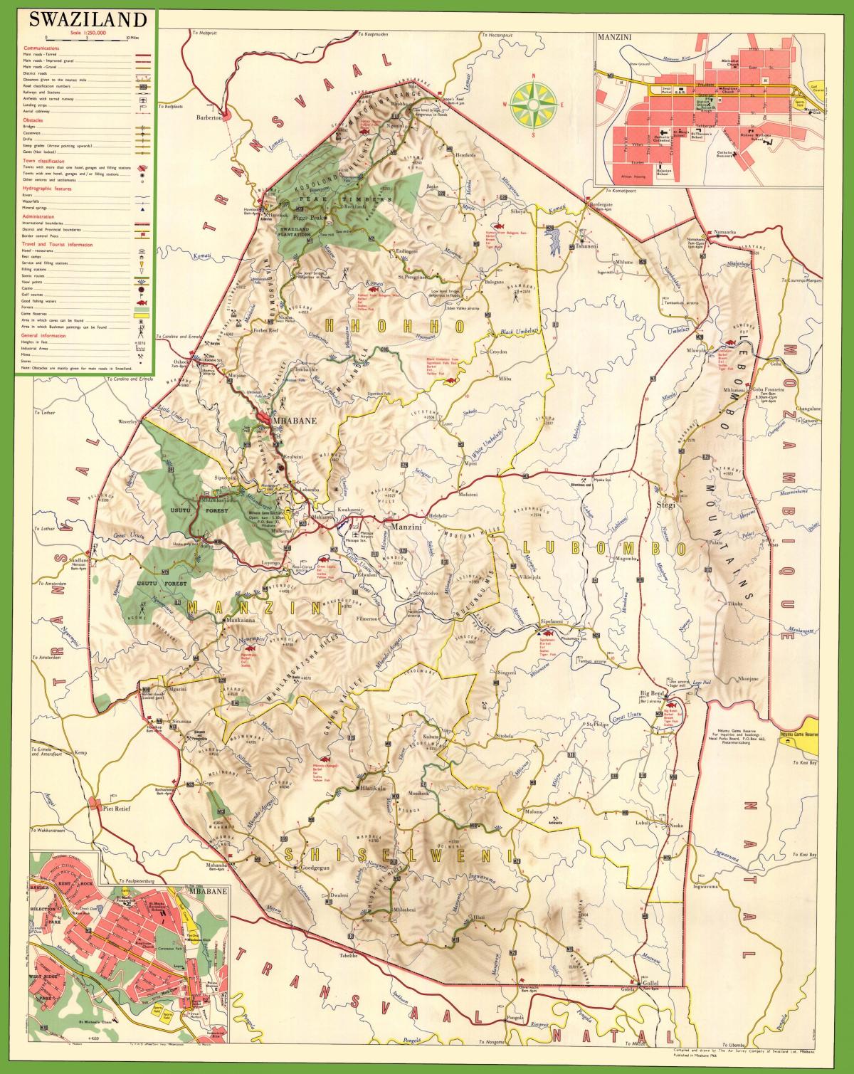 Mapa Svazilendom detaljne