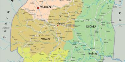 Mapa manzini Svazilendom