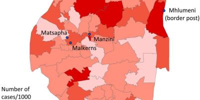Mapa Svazilendom malariju